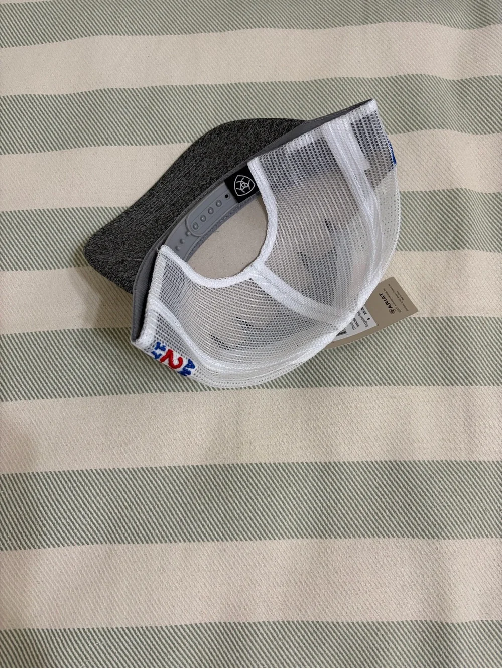 Ariat Gray & White Trucker Hat with Stars & Stripes Accent